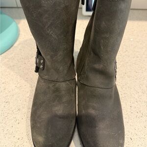 UGG Women's Tall Gray Suede-Look Heeled Boots